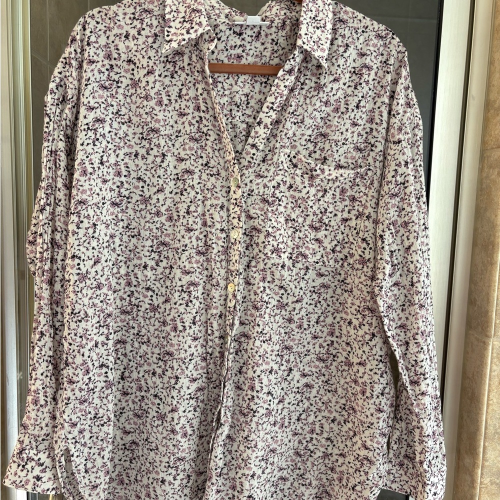 J. Jill Purple and Black Floral Blouse